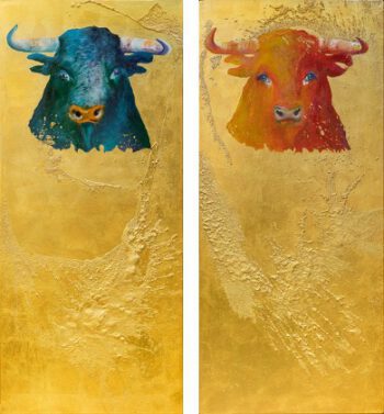 Bull in divine light VI & bull in divine light VII pair – derzeit ausgestellt in Galerie