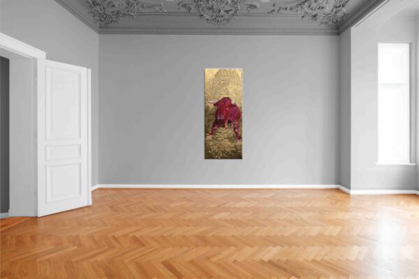Stier Bild der Künstlerin Dorothea Göbel Bild abstrakte Kunst kaufen Mischtechnik auf Leinwand.