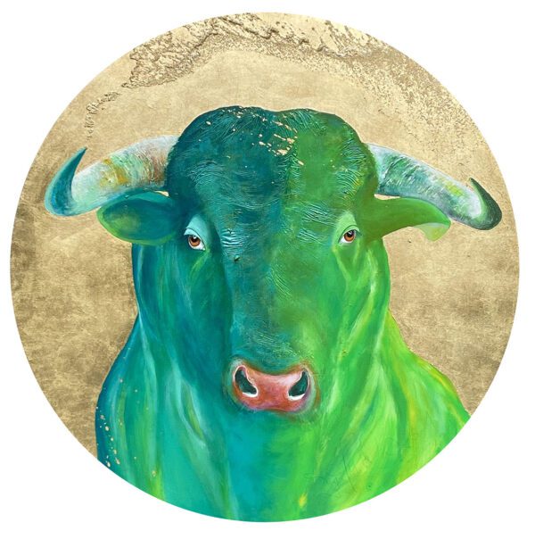 Bull in divine light IX Stier Kunstwerk von Dorothea Göbel Schweinfurt